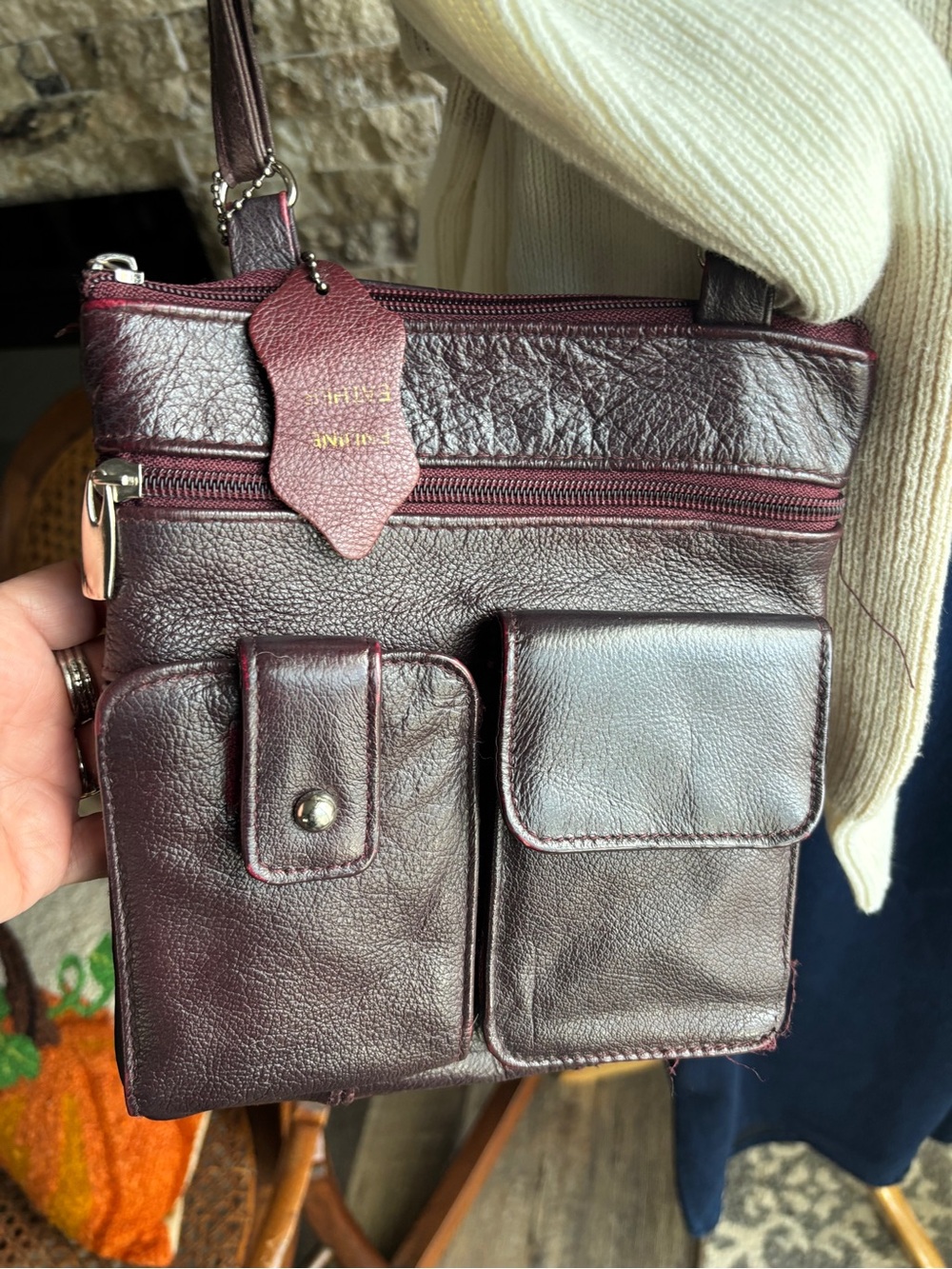 Compact Women's Crossbody Bag in Deep Burgundy